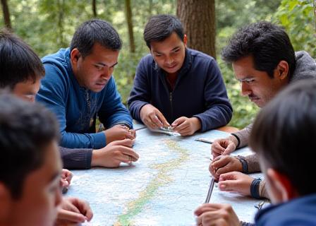 Navigation workshop session in Kathmandu with compass and map training